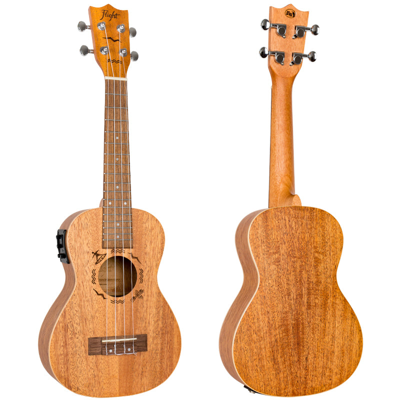 Flight DUC323 EQ Mahogany Electro-Acoustic Elektriski akustiskā Koncerta Izmēra UKULELE KOA Ar Somu