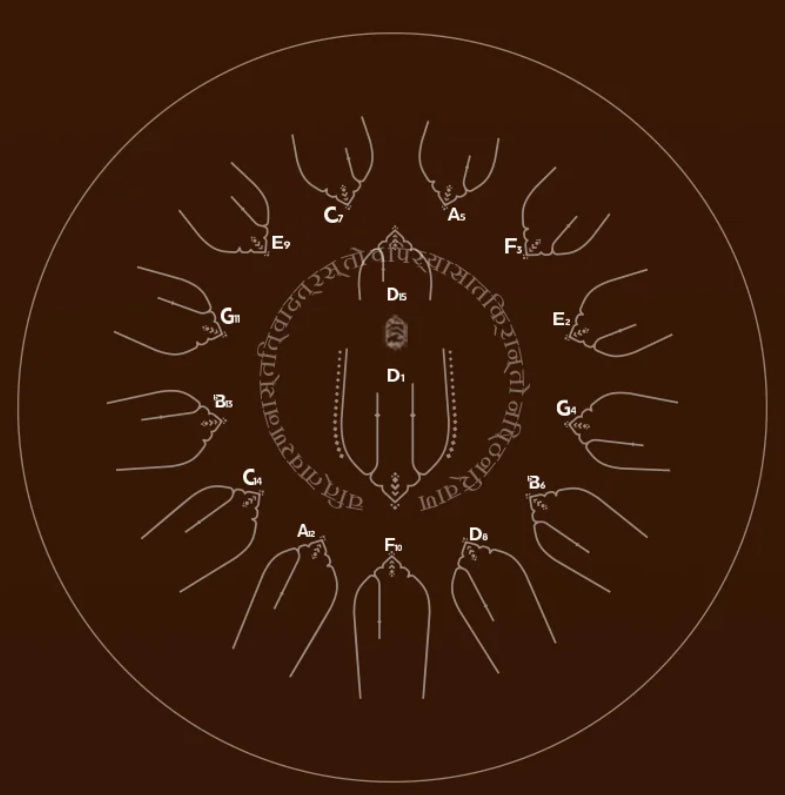 Hluru Sound Healing ZVANGA 14” 15 Notis 432Hz Ar skaņas noņēmēju (EQ) D mažors