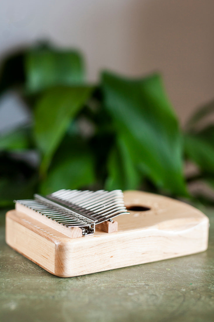 Professional Hollow Body Electric Kalimba Solid Maple Wood 17 Keys Comes with Hard Case and Accessories