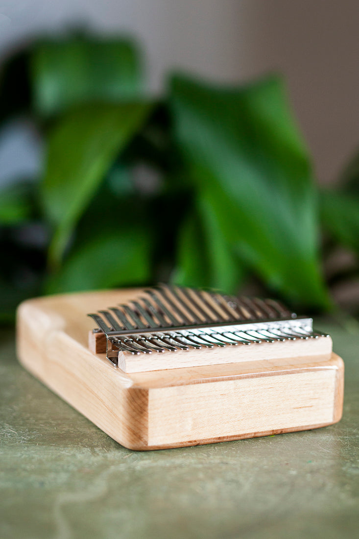 Professional Hollow Body Electric Kalimba Solid Maple Wood 17 Keys Comes with Hard Case and Accessories
