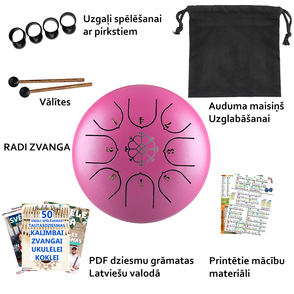 ZVANGA RADI drum 6" Rozā 8 notis C mažors