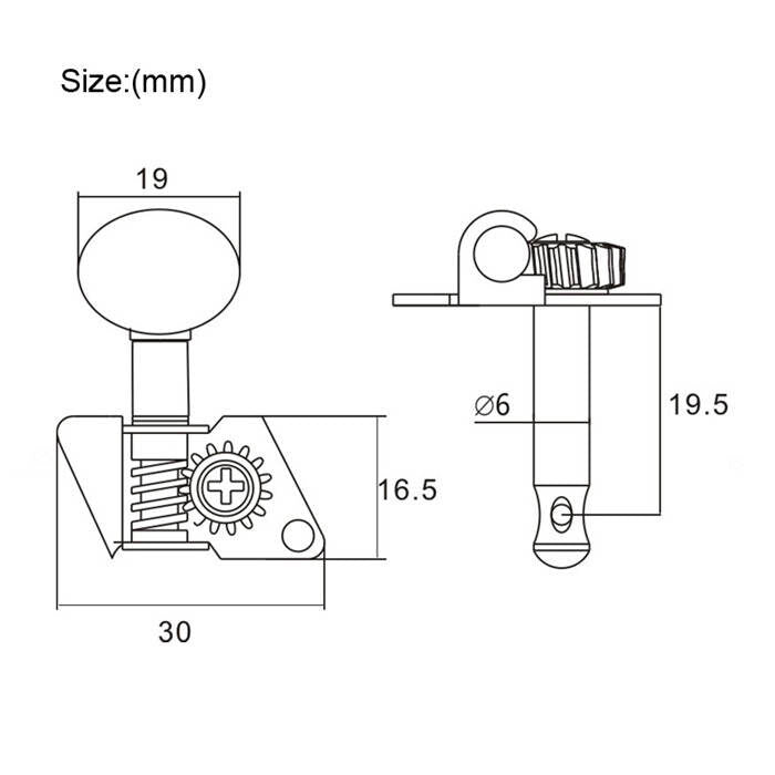 Atvērtā Tipa Skaņojamās tapiņas KUS120 Ukulele Tuning Pegs