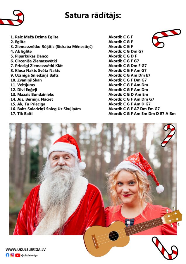 PDF Dziesmu grāmata 17 Ziemassvētku dziesmas (TIKAI AR AKORDIEM UKULELEI)