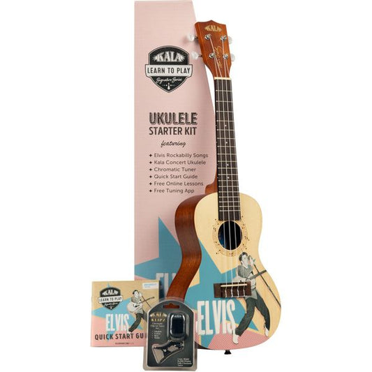 Koncerta izmēra ukulele Kala LTP Uku Elvis Con Starter Kit + Skaņotājs!