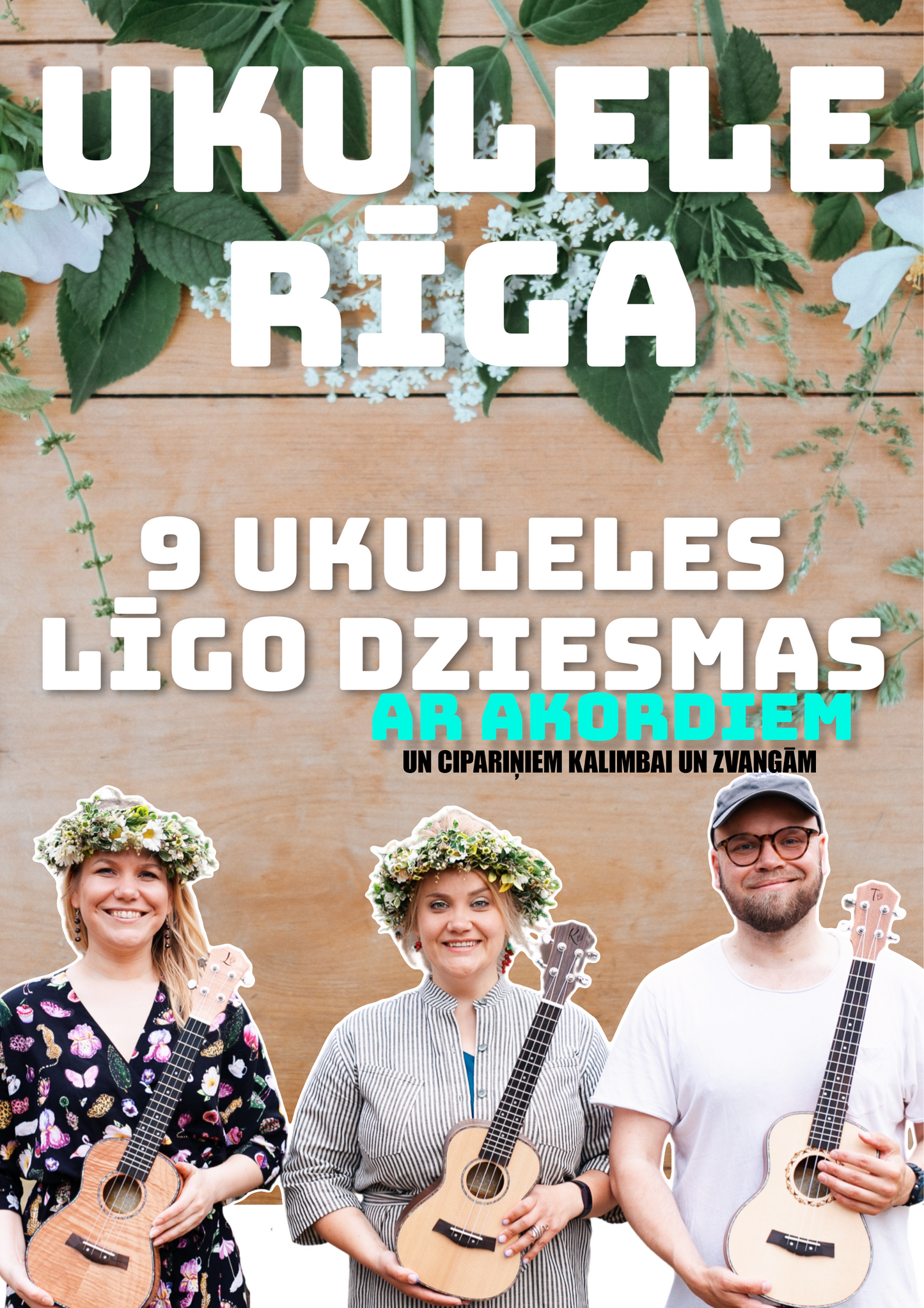 PDF grāmata 9 UKULELES LĪGO DZIESMAS ar akordiem un cipariņiem Kalimbai un Zvangām (Video paraugi Ukulelei un Ģitārai)