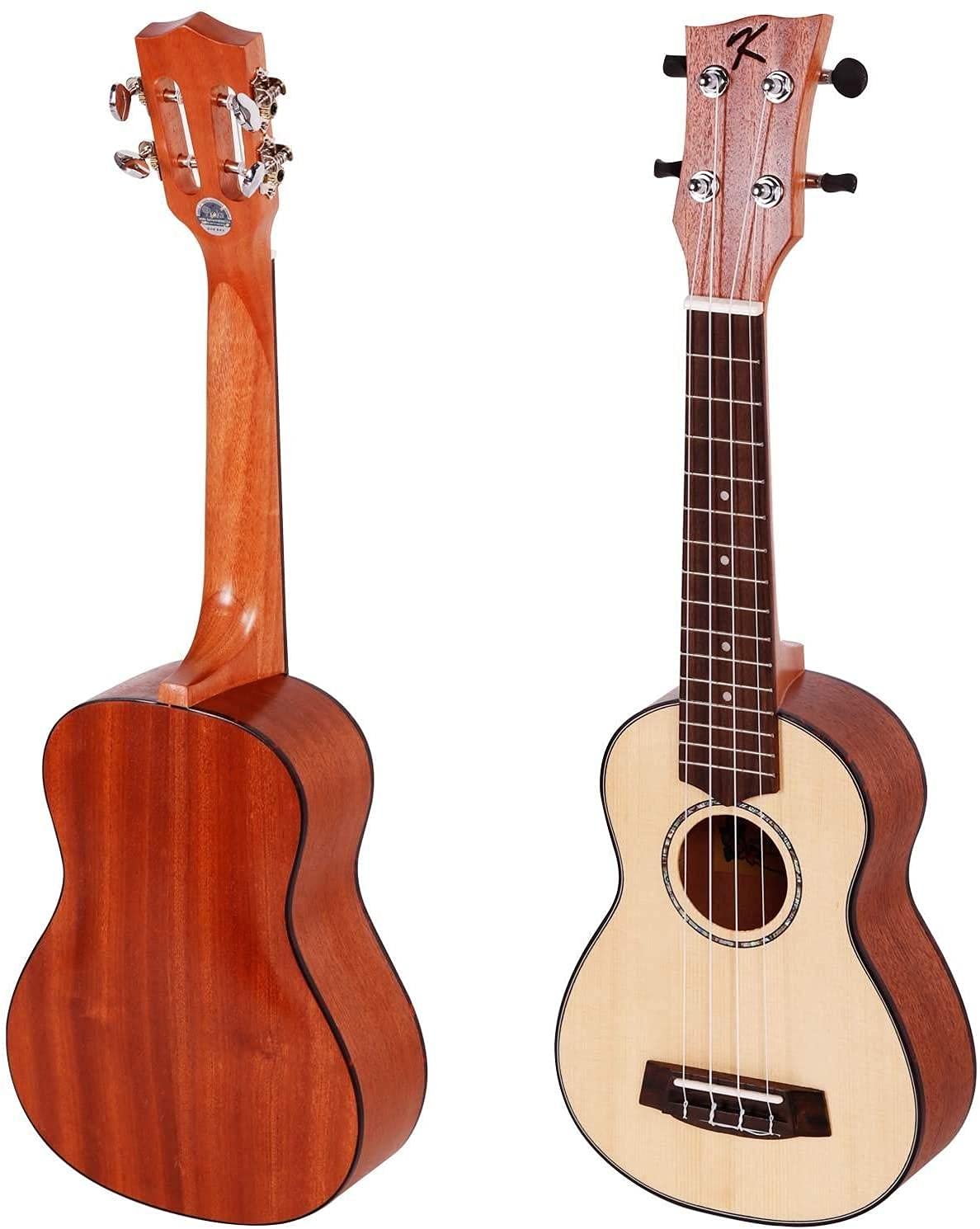 ENYA KUS28D Solid Engelman Spruce Top Soprāna Ukulele Ar Somu