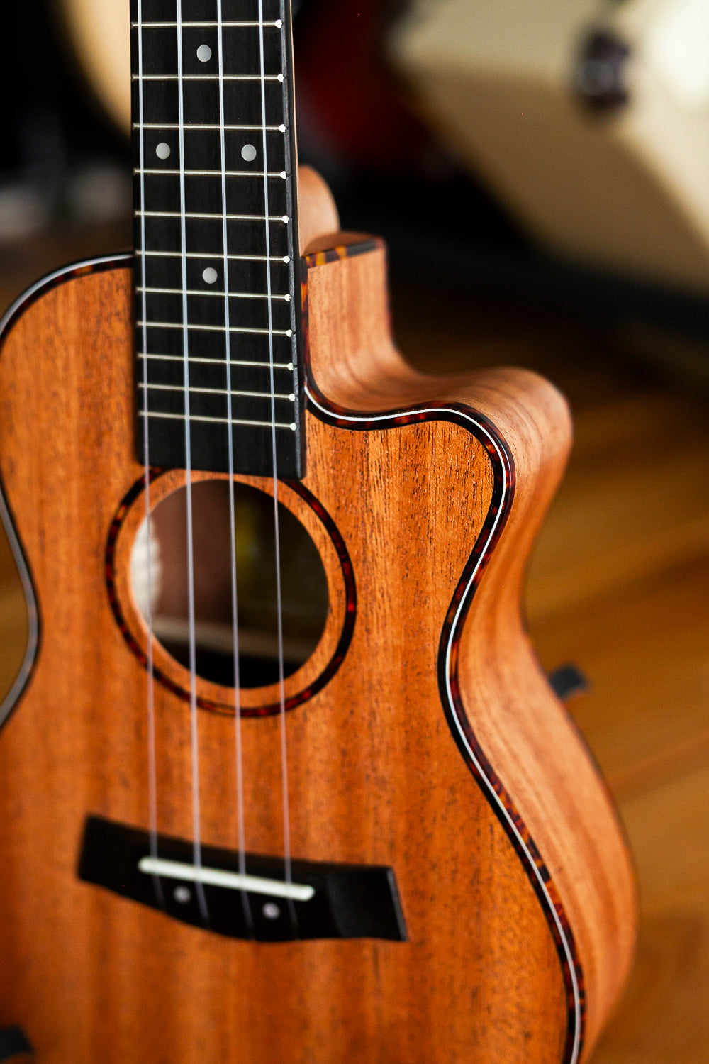 Diamond Cutaway Koncerta izmēra ukulele Mahogany