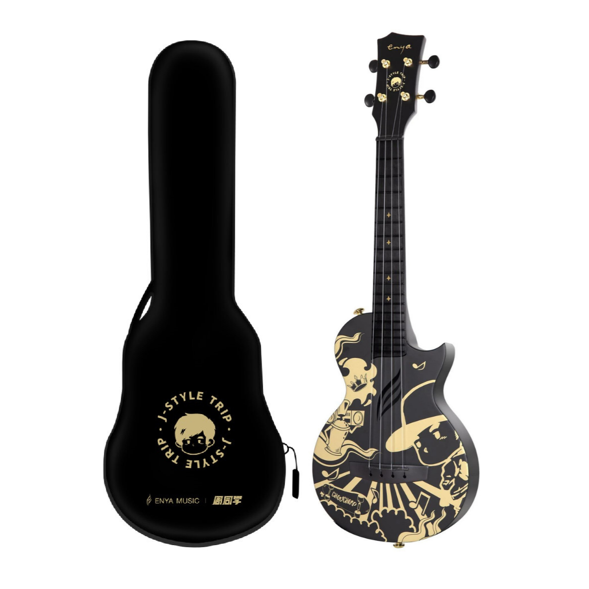 ENYA NOVA U Custom Koncerta izmēra Carbon Fiber ukulele (ar somu un aksesuāriem)