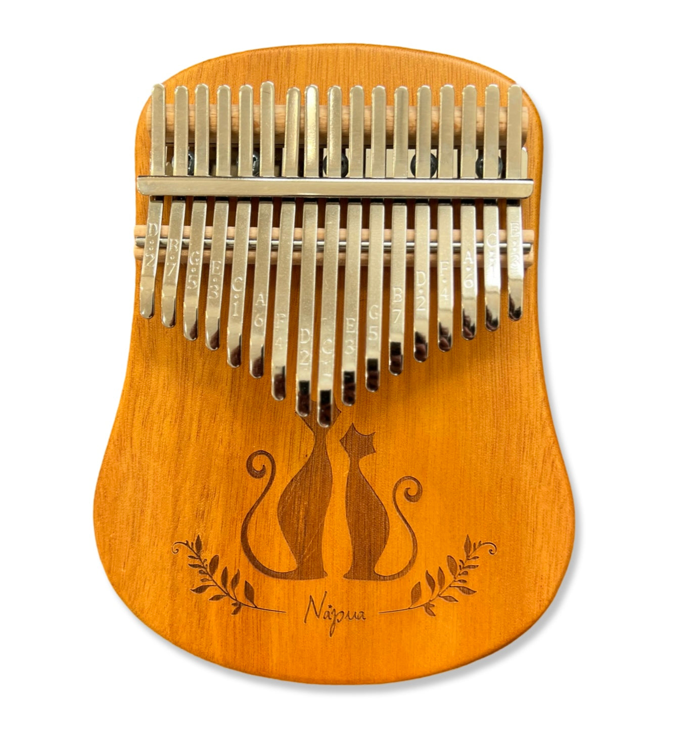 KALIMBA Cats 17 Taustiņu MAHOGANY SOLID WOOD ar cieto somu un pilnu aksesuāru komplektu