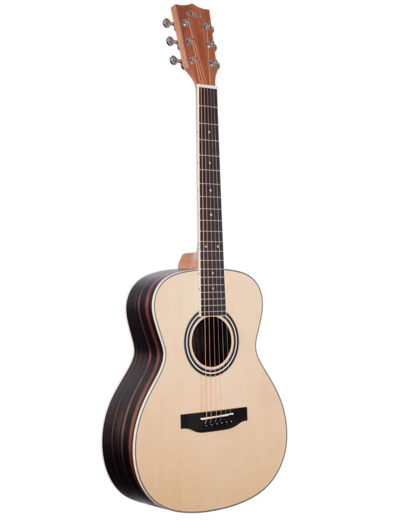 KALA Solid Spruce Top Ebony Orchestra Mini 3/4 izmēra akustiskā ģitāra + soma