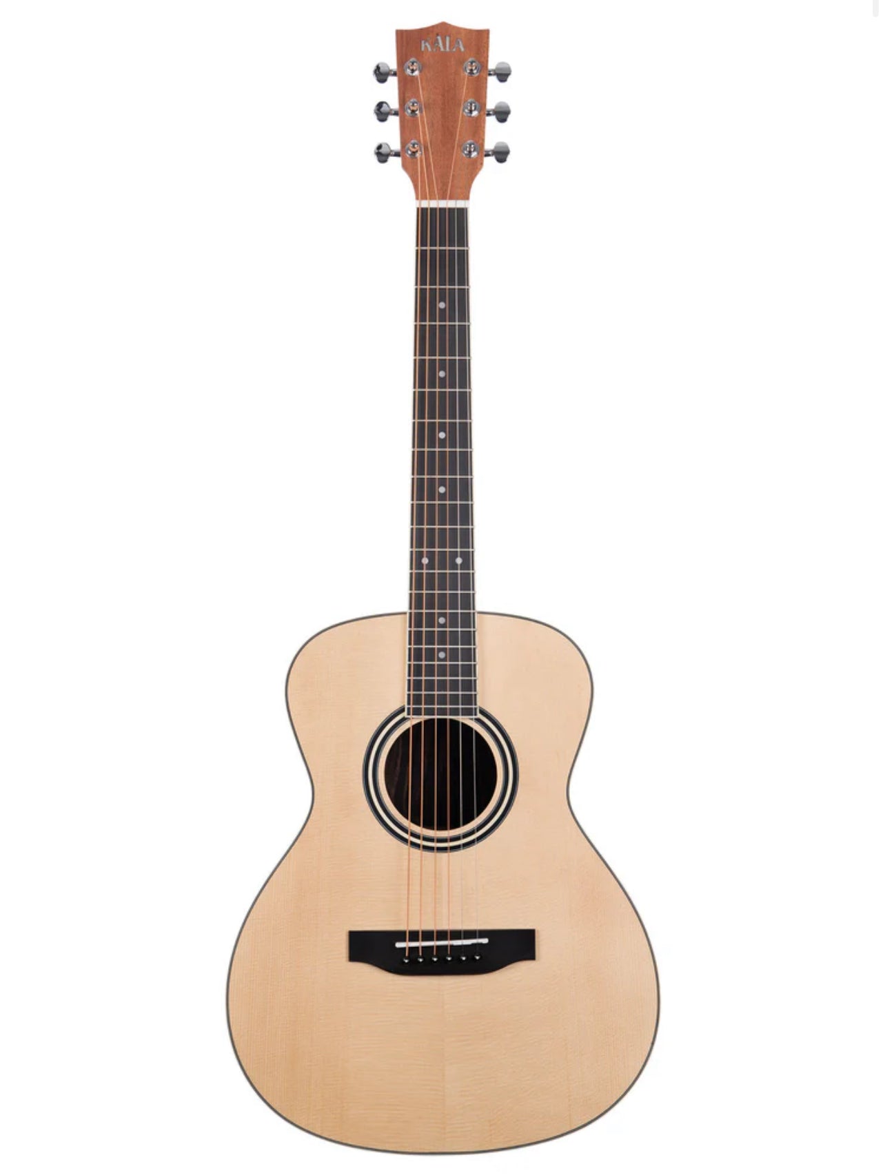 KALA Solid Spruce Top Ebony Orchestra Mini 3/4 izmēra akustiskā ģitāra + soma