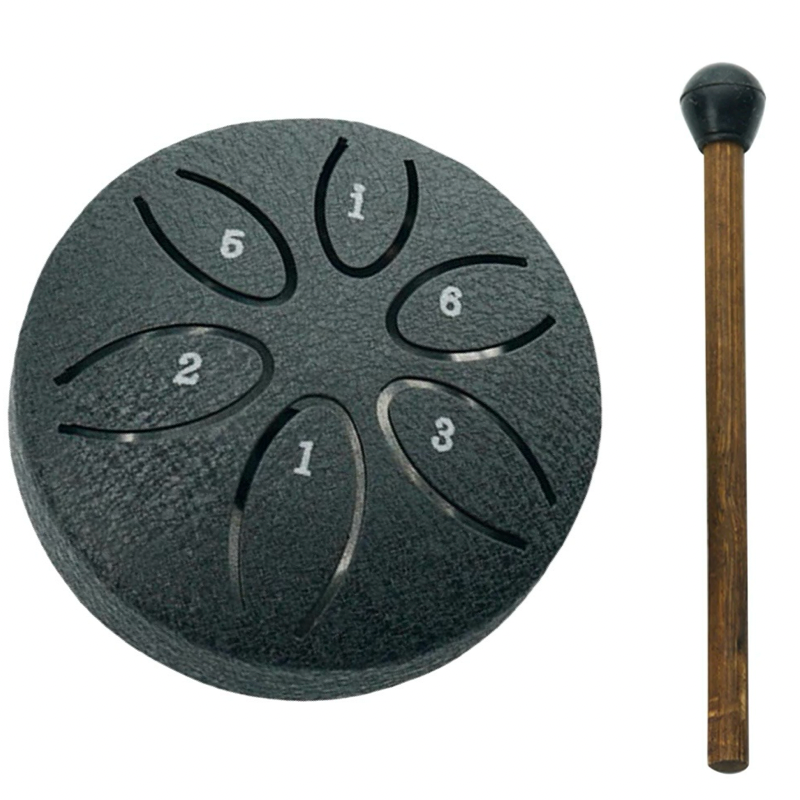 ZVANGA mini ethereal drum 3" 6 notis A major Pentatonic Melna 432hz