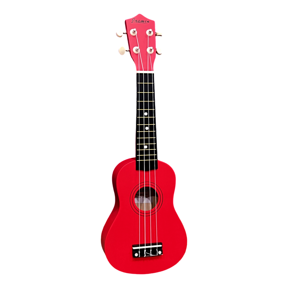 Soprāna izmēra ukuleles komplekts Jasmin Red Sarkana