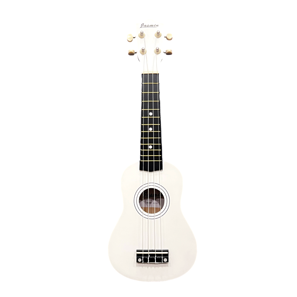 Soprāna izmēra ukuleles komplekts Jasmin Snow White Balta