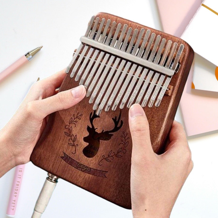Elektro-Akustiskā KALIMBA Cega CKE01-EQ 17 Taustiņu Akācijas koka Hardcase un aksesuāri