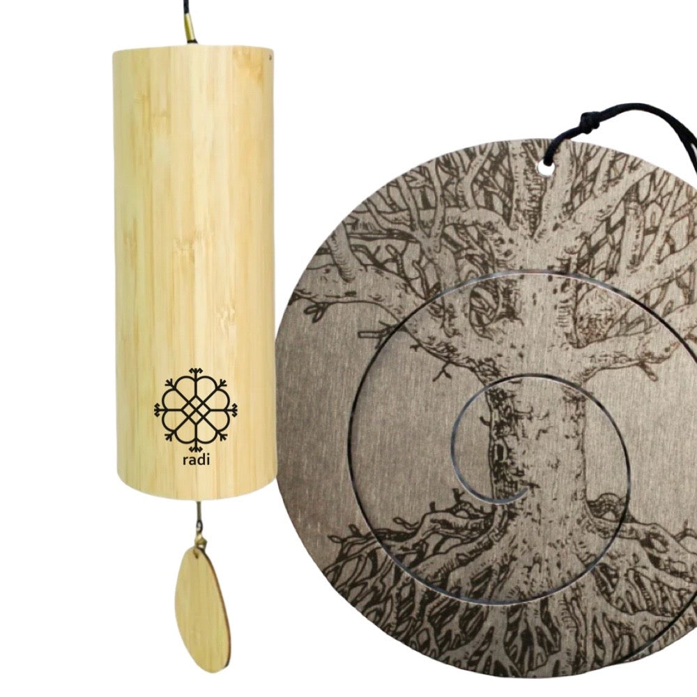 Dāvanu Komplekts meditācijām: Radi Vēja Zvans 432hz + Sound Nest Pocket Gong Gift set