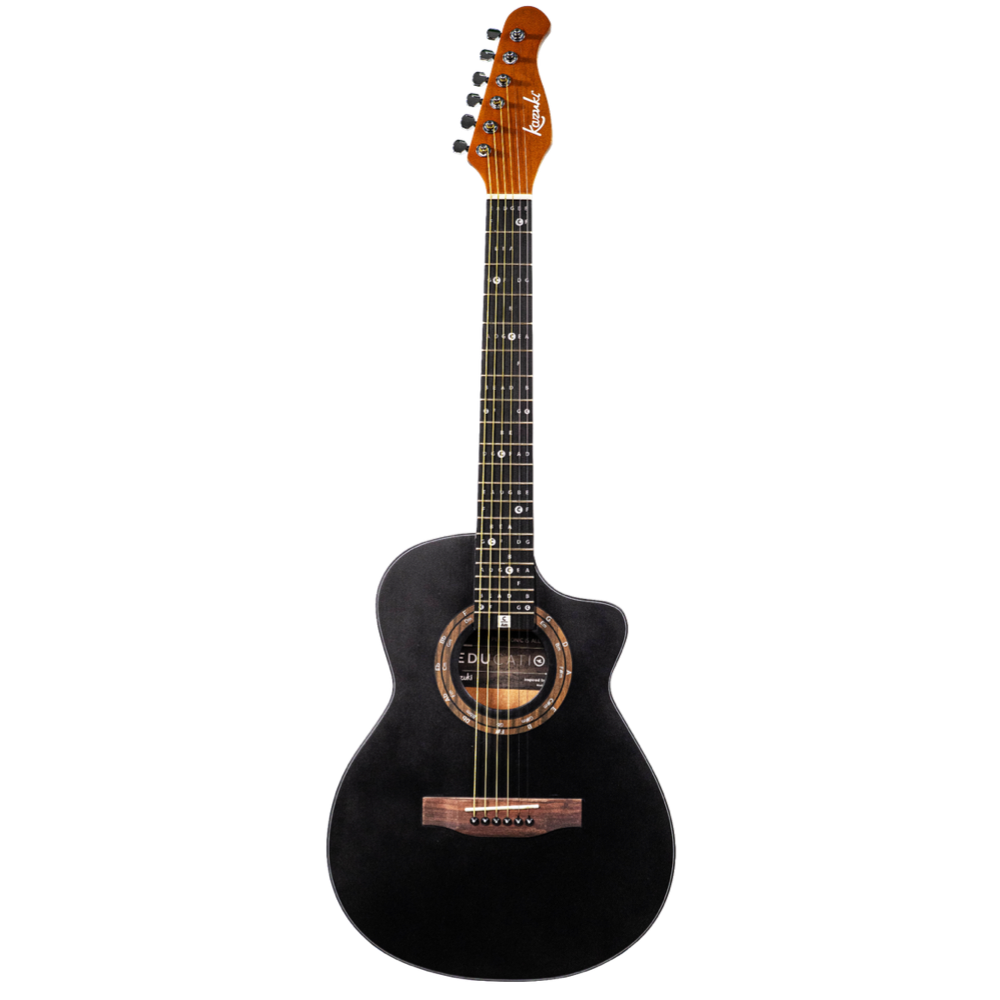 Kazuki 36” izmēra akustiskā apmācību ģitāra iesācējiem + soma Melna Black