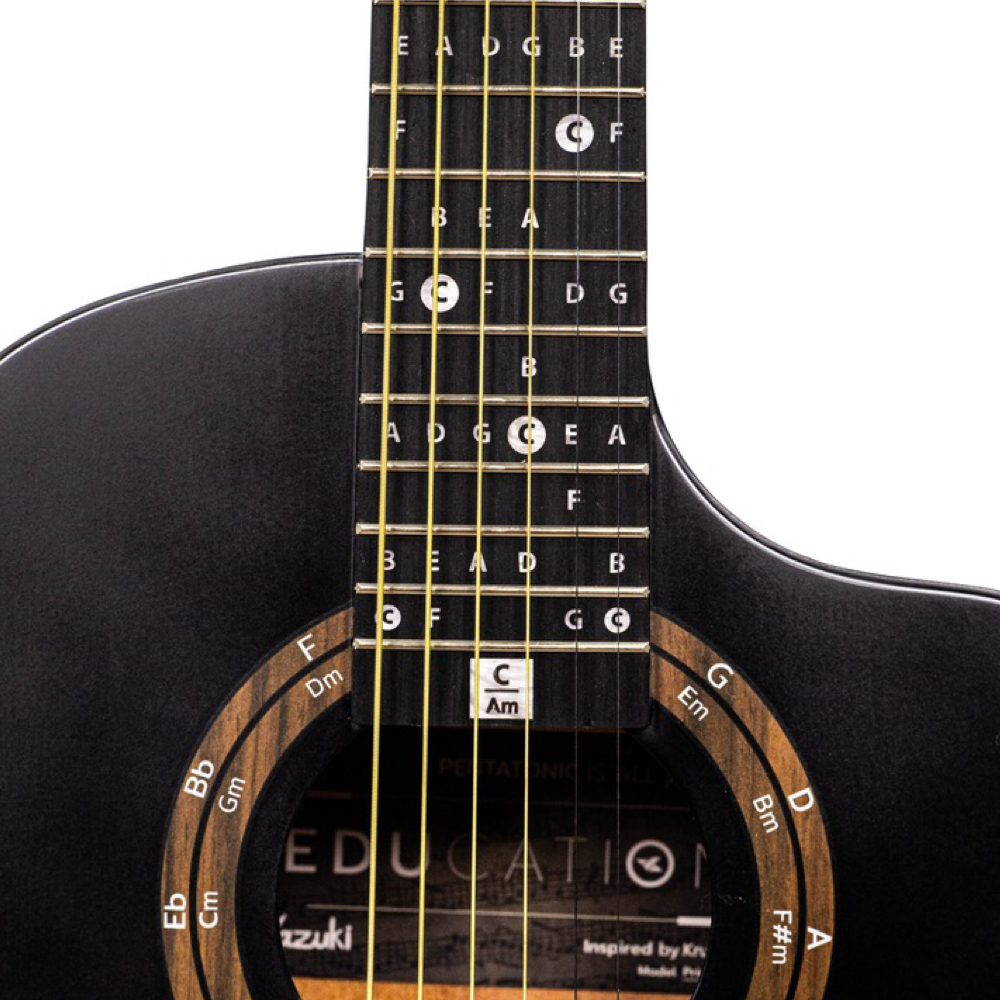 Kazuki 36” izmēra akustiskā apmācību ģitāra iesācējiem + soma Melna Black
