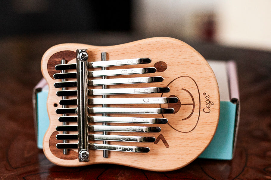 Portable 10 Key Bear Kalimba with Engraved Numbers, Health-Friendly and Easy to Play + Tuning Hammer