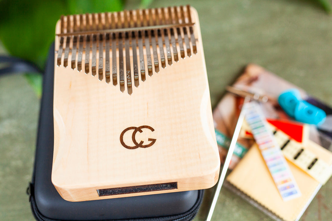 21-Key Maple Wood Kalimba with Extra Soundhole, Hard Case, and Accessories - Perfect Gift!