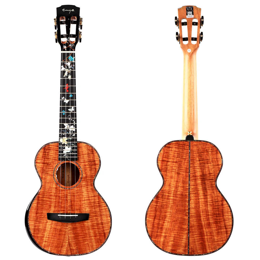 ENYA EUT-A8 Tenora Izmēra UKULELE SOLID KOA (5A) EQ Ar Cieto Koferi Custom DOUBLE® A2U skaņas noņēmējs