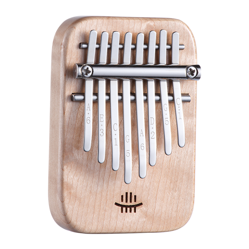 Portable 8 Key Mini Kalimba with Engraved Numbers, Easy to Play + Tuning Hammer