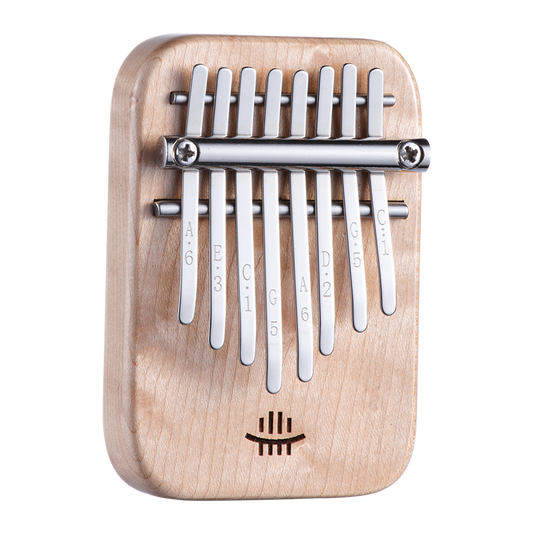 Portable 8 Key Mini Kalimba with Engraved Numbers, Easy to Play + Tuning Hammer