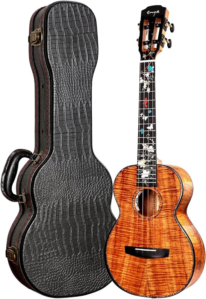 ENYA EUT-A8 Tenora Izmēra UKULELE SOLID KOA (5A) EQ Ar Cieto Koferi Custom DOUBLE® A2U skaņas noņēmējs