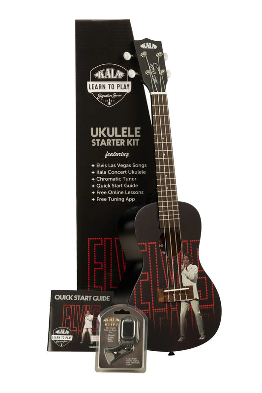Koncerta izmēra ukulele Kala LTP Elvis Vegas Starter Kit + Skaņotājs!