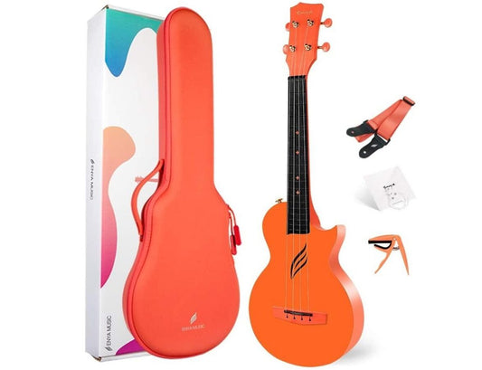 ENYA NOVA U ORANŽA Koncerta izmēra Carbon Fiber ukulele (ar somu un aksesuāriem)
